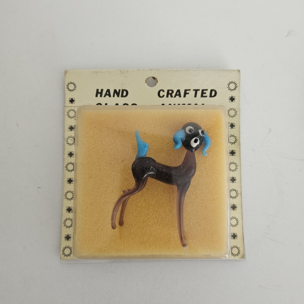 Vintage miniature Art Glass Hand Blown Dog Figurine Japan